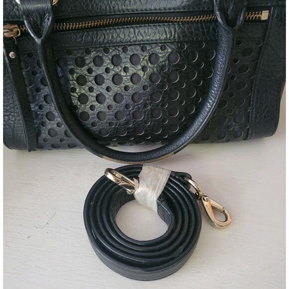 Kate Spade Black Romy Perri Lane Leather Perforated Satchel/Crossbody Bag - Picture 5 of 16